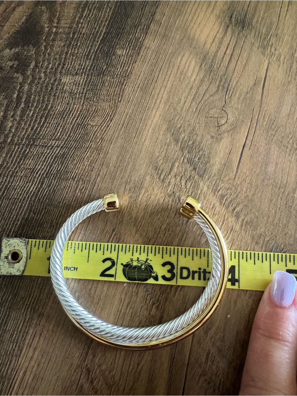 Amazon Two-Tone Silver and Gold Cable Cuff Bracelet - Picture 7 of 11